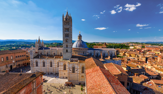 Looking out to the Duomo in Siena